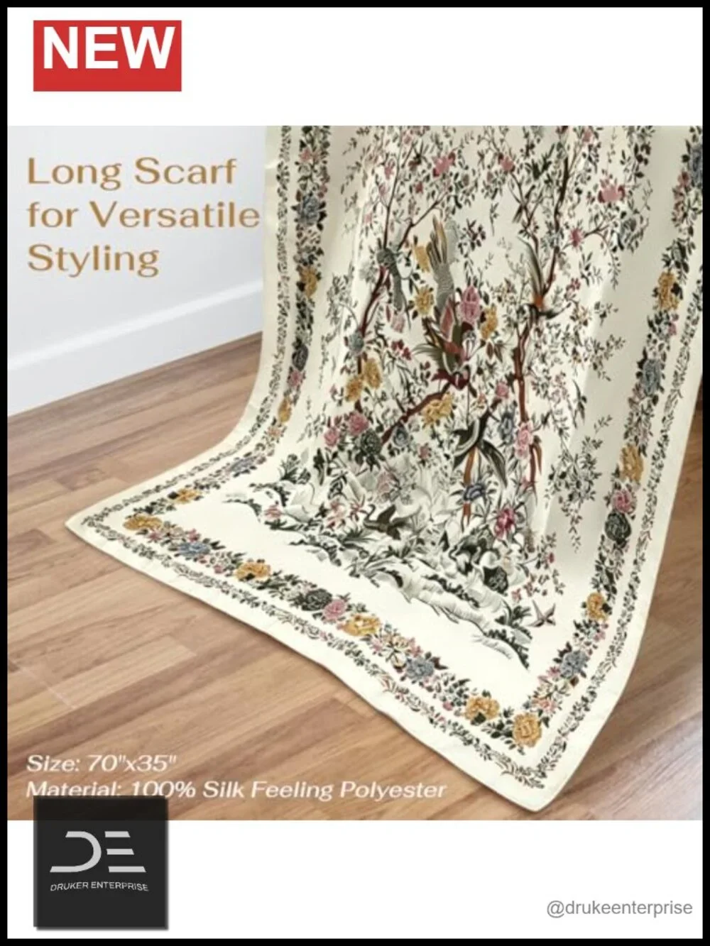 Large Satin Scarf Shawls for Women - 70x35 Inch Lightweight Summer Wrap